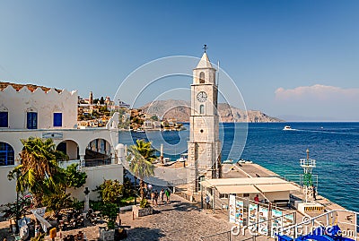 The port of Symi, Dodecanese, Greece. Editorial Stock Photo