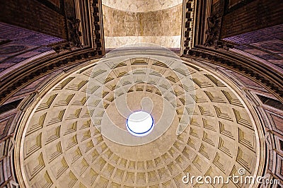 Symmetric ancient Pantheon dome in Rome Italy Stock Photo