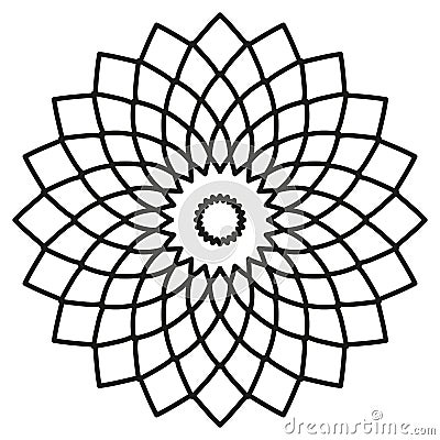 Symmetric circular tribal ethnic ornament on a white background. Vector Illustration