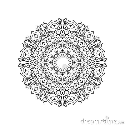 Symmetric mandala of coloring book for adults Vector Illustration