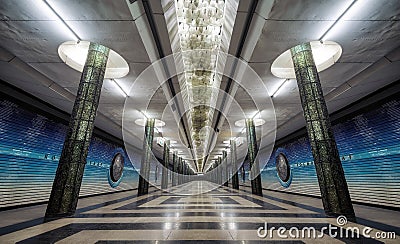 Symmetric Metro Station Architecture in Central Tashkent, Uzbekistan Stock Photo