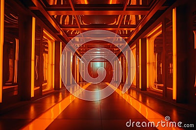 Symmetric Neon Lights: Award-Winning Luxury Interior Design in HD Stock Photo