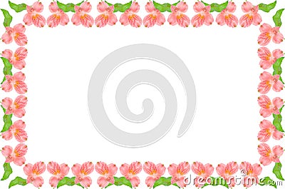 Symmetric pink and green floral frame Stock Photo