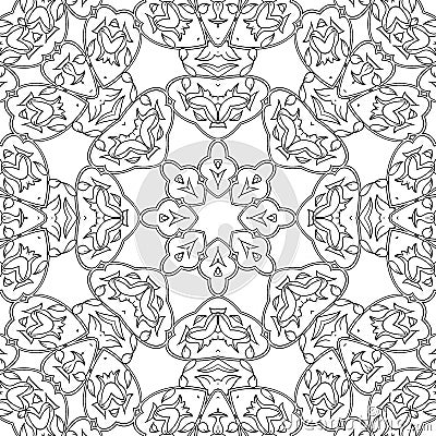 Symmetric tracery for coloring. Coloring page for kids and adults. Stock Photo