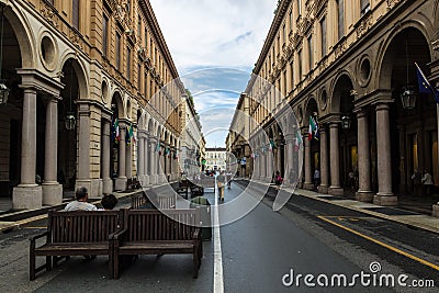 Via Roma, in Turin, Italy. Editorial Stock Photo