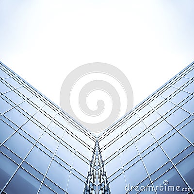 Symmetric wall of glass building Stock Photo