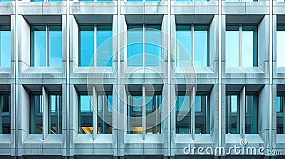 Symmetrical architecture of a modern building, close-up on the repeating patterns of windows Stock Photo
