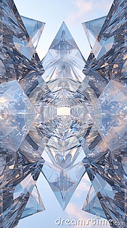 A symmetrical arrangement of prismatic forms each one a unique and mesmerizing creation Stock Photo
