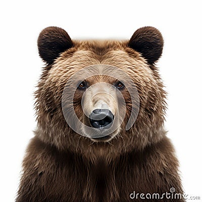 Symmetrical Asymmetry: Ultra Realistic Bear Head Photo And Poster Artwork Stock Photo