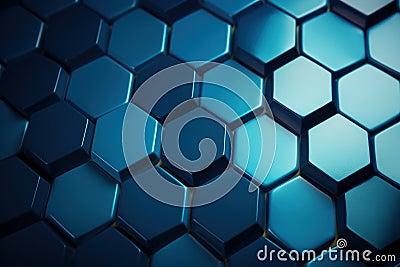 Symmetrical Blue hexagon. Generate Ai Stock Photo