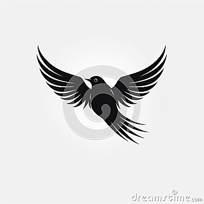 Symmetrical Finch Flying Vector Art Logo With Crisp Clean Edges Stock Photo