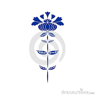Symmetrical flower in ethnic style. Summer, spting decorative element for cards, poster, scrapbook, textile design Vector Illustration