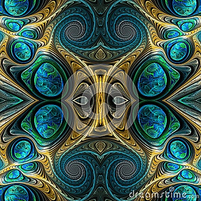 Symmetrical fractal swirly pattern Stock Photo