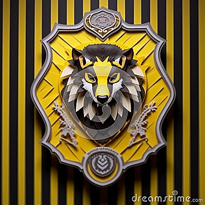 Symmetrical Layered Hufflepuff Badger Crest. Generative AI Stock Photo