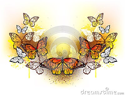 Symmetrical pattern of butterflies monarchs Vector Illustration