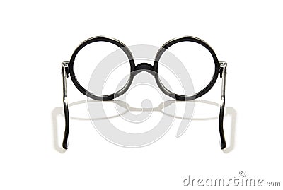 Symmetrical view of opened vintage spectacles Stock Photo