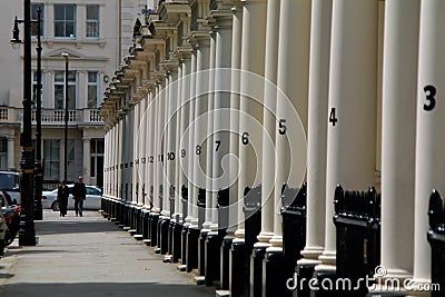 Symmetrical view of a street in London showing house number Editorial Stock Photo