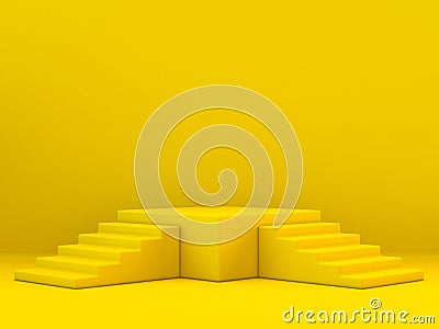 Symmetrical yellow winner podium 3D Cartoon Illustration