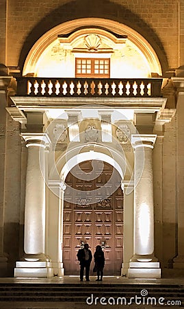 Symmetry architecture arch valetta old city center Editorial Stock Photo