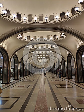 symmetry at Mayakovskaya metro station Editorial Stock Photo