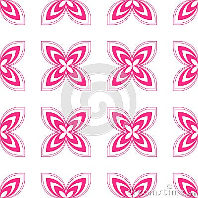 Symmetry 4 petals flowers, symmetry butterfly wings seamless pattern Vector Illustration