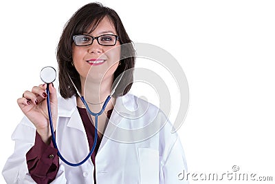 Sympathetic Healthcare Intern with Stethoscope Stock Photo