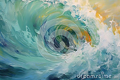 symphony of abstract waves crashing against vibrant shores, reflecting the power and beauty of the ocean Stock Photo