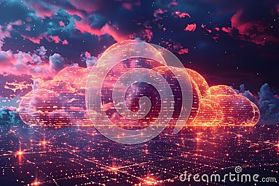Symphony of the Cloud: A Digital Minimalist Ode to Data Harmony. Concept Data Visualization, Stock Photo