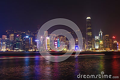 The Symphony of Light in Hong Kong, tourism, board, victoria, bay, colotful, light show, landscape, building, tsim sha tsui Editorial Stock Photo