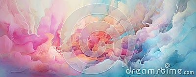 symphony of pastel hues blending and diffusing, forming an ethereal and dreamlike abstract composition panorama Stock Photo
