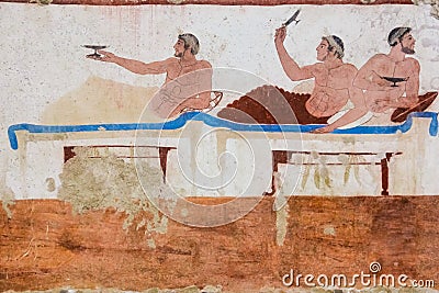 Lucanian fresco tomb painting. Paestum. Salerno. Campania. Italy Stock Photo