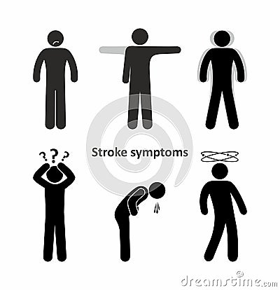 Symptoms of stroke, man illustration Cartoon Illustration