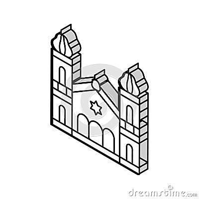 synagogue building jewish isometric icon vector illustration Vector Illustration