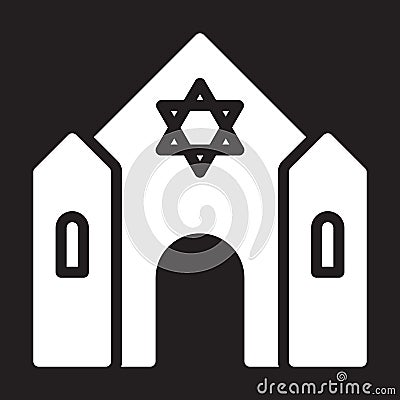 Synagogue icon, vector illustration isolated on black. Vector Illustration