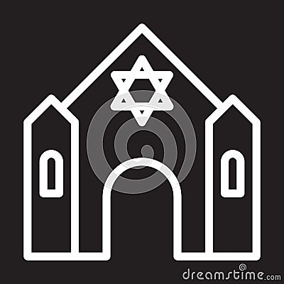 Synagogue line icon, white outline sign, vector illustration. Vector Illustration