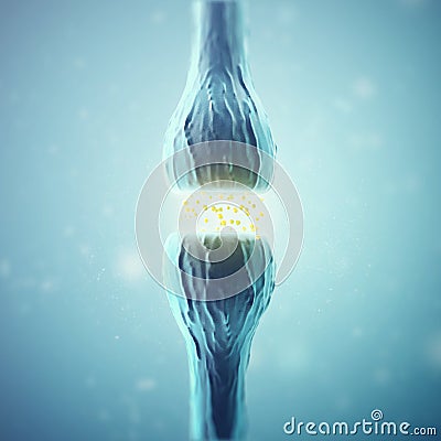 Synapse and Neuron cells sending electrical chemical signals. 3d rendering Stock Photo