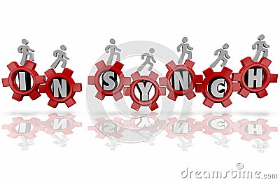 In Synch Workers Team Organization Common Shared Mission Goal Stock Photo