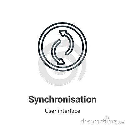 Synchronisation outline vector icon. Thin line black synchronisation icon, flat vector simple element illustration from editable Vector Illustration