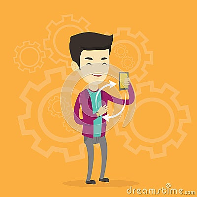 Synchronization between smartwatch and smartphone. Vector Illustration