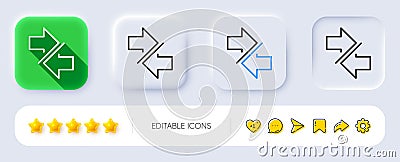 Synchronize arrows line icon. Arrowheads. Neumorphic buttons. Vector Stock Photo