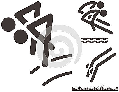 Synchronized diving icons Vector Illustration