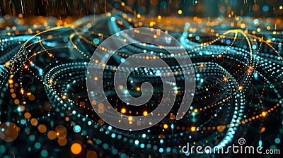 A synchronized swarm of quantum particles showcasing the collaborative and interconnected nature of data analysis Stock Photo