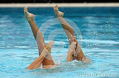 Synchronized Swimmers Stock Photo