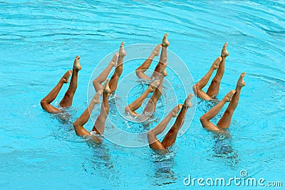 Synchronized Swimmers Stock Photo