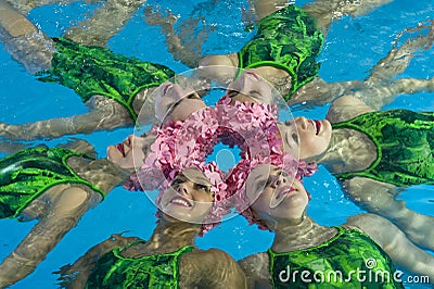 Synchronized swimmers Stock Photo