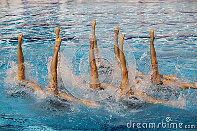 Synchronized swimmers Stock Photo