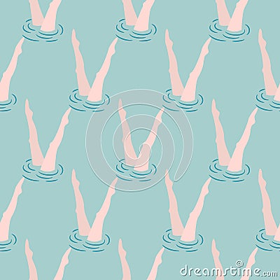 Synchronized swimming performance seamless vector pattern. Vector Illustration