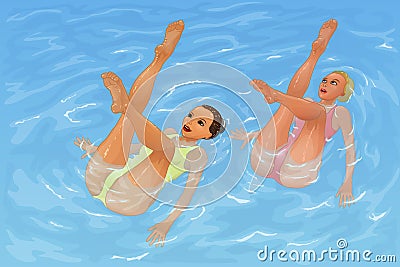 Synchronized swimming Vector Illustration