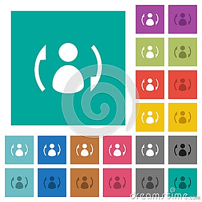 Syncronize contacts square flat multi colored icons Stock Photo