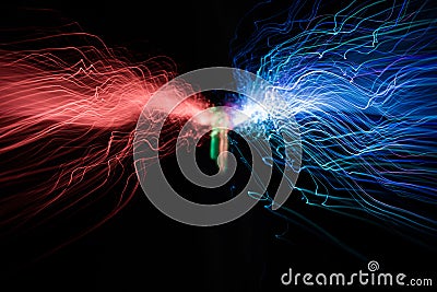 Synergistic Interaction of Big Data with Cloud Computing abstract background. Light wave of energy with elegant glowing Stock Photo